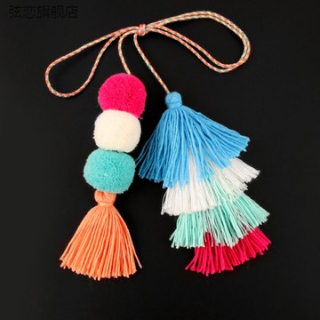 民族風女箱包掛件飾品彩色毛球流蘇汽車裝飾品掛件鑰匙扣爆款熱