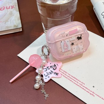 日韓甜美少女 魔法長帽 KT貓 Airpods Pro 耳機套 2/3/4代 蘋果藍牙耳機防摔保護殼 波浪 不規則邊凱蒂