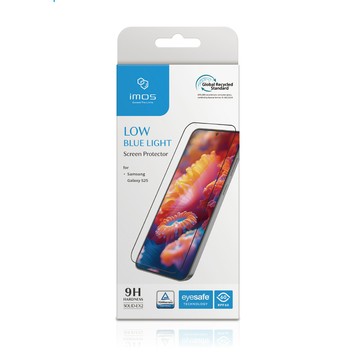 imos Samsung Galaxy S25 超聲波指紋辨識 德國萊因認證 2.5D 9H透明RPF60低藍光黑邊螢幕保護貼