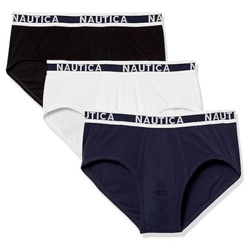 NAUTICA  2024男時尚合身黑白藍色三角內著混搭3件組