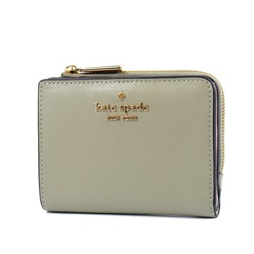 KATE SPADE 十字紋防刮釦式對開短夾-苔綠