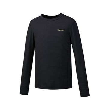 mountneer 山林 男 銀纖長袖圓領上衣黑41p51/排汗衣/薄長袖/運動衫