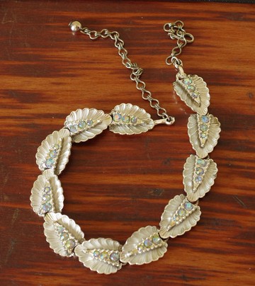 古董復古銀色迴力鏢飛鏢彎勾萊茵石項鍊N435