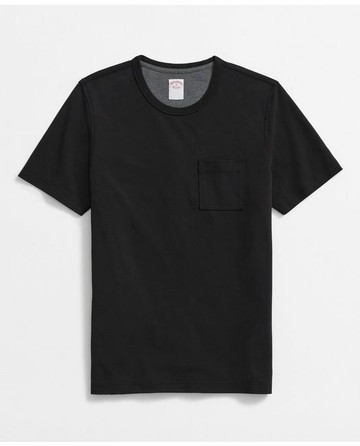 Brooks Brothers Men's Pique T-Shirt in Garment-Washed Supima Cotton | Black | Size 2XL