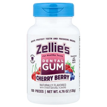 Zellie's, 牙齒護理口香糖，櫻桃漿果味，100 片