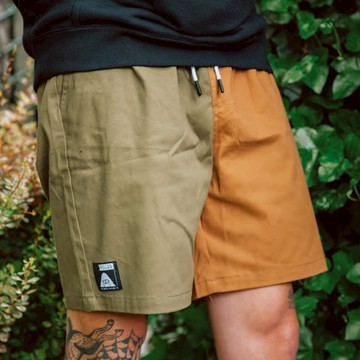 POLER DUSTY SHORT 風格戶外雙色短褲 苔蘚-橘棕 - M