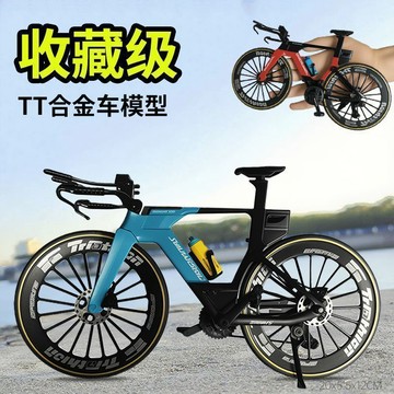 🔥【台灣出貨】1:6合金鐵人三項自行車模型 仿真TT公路競速賽車 收藏玩具 迷你公路自行車競速 仿真道路山地車擺件