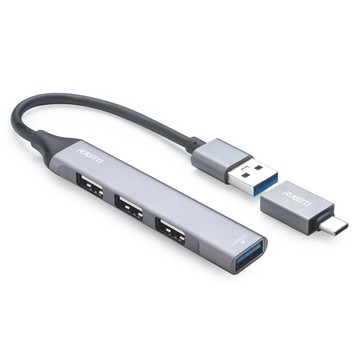 RASTO RH7 USB 3.0 鋁合金四孔HUB集線器 贈TypeC接頭