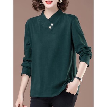 中老年媽媽秋裝新款2025德絨打底衫女春秋洋氣大碼雙面絨內搭上衣