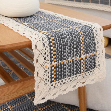 布藝編織桌旗現代簡約茶幾桌布長條餐桌墊田園斗柜鞋柜電視柜蓋布