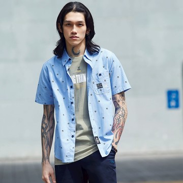 BIG TRAIN 加大富士山印花牛津襯衫-K70135-50