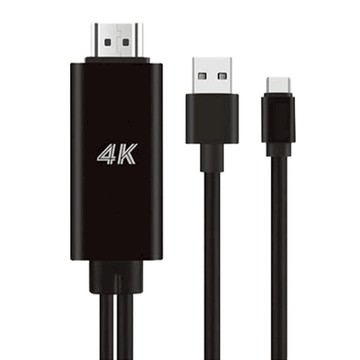 MAX plus Type-c to 4K UHD高清數位影音轉接線/手機平版電視線  1.8m  黑色  1條