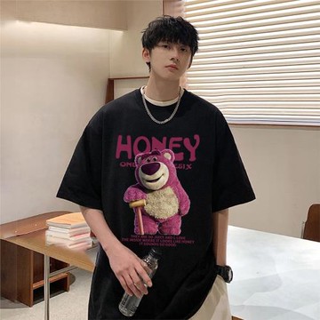 短袖t恤男士夏季新款重磅純棉美式復古潮牌百搭大碼寬松半袖體恤