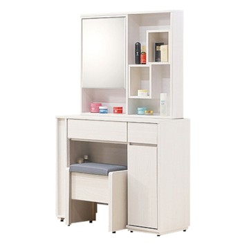 文創集 萊迪卡3尺開合式鏡台組合(含化妝椅)-91x40x162cm免組