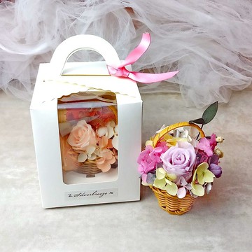 迷你花籃禮盒 永生花花籃 擺設 盆花 玫瑰 情人節禮物 生日