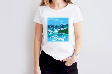 小飯糰  旅行記憶_加拿大班夫國家公園  白色中性短 T