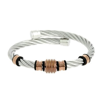 CHARRIOL 夏利豪 CELTIC系列 幾何設計編織鋼索手環 04-101-1250-1