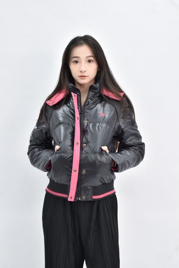 【加購優惠】(L) victoria 羽絨連帽拼色粉黑色外套