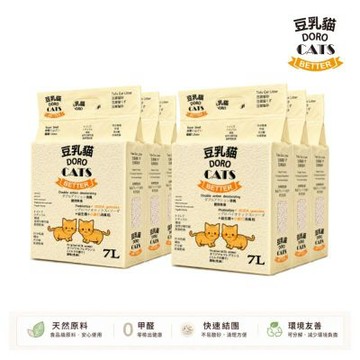 DORO CATS豆乳貓極細豆腐貓砂添加益生菌與小蘇打顆粒雙重除臭(原味)7L*6入(箱)