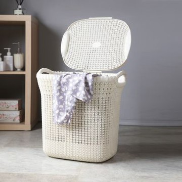 真心良品 KEYWAY聖卡夏藤藝衣物籃(附蓋)40L-1入