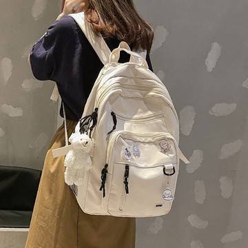熱銷💯大容量多口袋書包女大學生雙肩包15.6寸電腦包初中生高中校園背包學院風多口袋加厚護脊大學生後背包 畢旅背包 ZK5