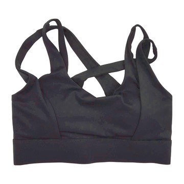 U領小心機運動背心  尼龍+聚酯纖維  M  黑色