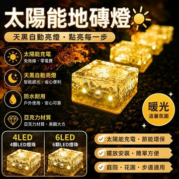 現貨✨太陽能地磚燈 冰磚燈 太陽能冰磚燈 LED草坪燈 太陽能燈 戶外燈 庭院花園景觀燈 地埋燈 地燈 自動感應燈