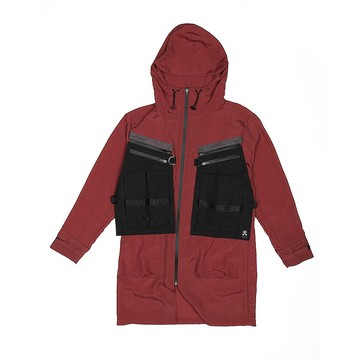 Flicker 拆卸口袋膝上大衣風衣 - 赭紅