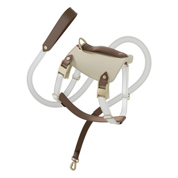 VOOCOO 蔚刻 寵物牽引繩胸背套裝 馬鞍 杏黃色 胸圍61-83CM  L  1件