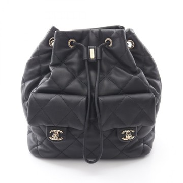 CHANEL 香奈兒 黑色 羊皮 後背包 金釦 【二手名牌BRAND OFF】
