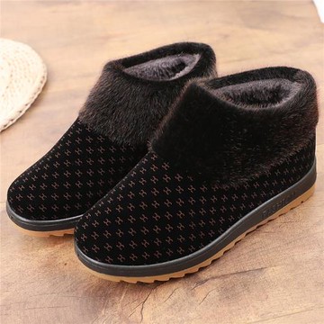 老人棉鞋女高幫加絨軟底老北京布鞋防滑保暖媽媽棉鞋休閑奶奶鞋