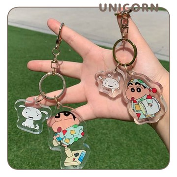 現貨-正版蠟筆小新厚款壓克力鑰匙圈 掛飾 吊飾 掛鑰匙 公仔掛飾 小白 巧克比 Unicorn