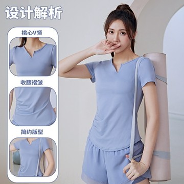 【ALLK 歐楷】促銷 V領腰身韻律瑜珈服上衣 5色(尺寸L-2XL/中大尺碼/運動/健身)