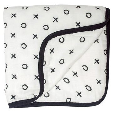 lulujo 竹纖維千層紗透氣四季毯 黑白 70%竹纖維+30%棉  120 x 120cm  圈圈叉叉