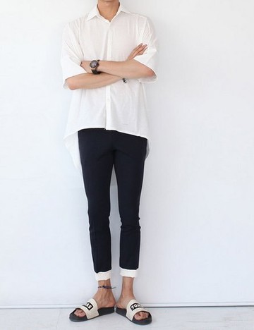 【JP.美日韓】韓國質感 FINDSENSE 街頭 襯衫 前短後長 懸殊 設計 剪裁 男 襯衫 上衣 外搭 ZNIF