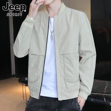 JEEP SPIRIT棒球服夾克男士春秋季新款休閑上衣潮牌工裝外套男款