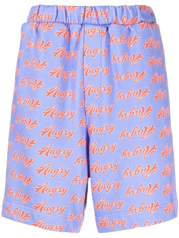 Natasha Zinko - all-over Angry-print shorts - unisex - Cotton - XS - Purple