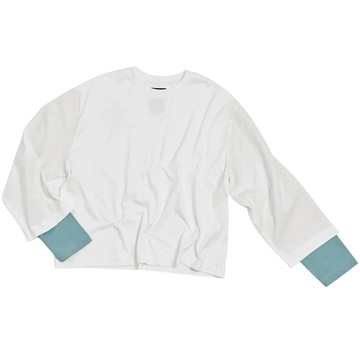 【MELSIGN】LAYERED PROCESS L/S TEE 雙層袖跳色 長T (白色)