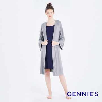 Gennies奇妮 親膚綁帶孕婦罩衫(灰TPA38)
