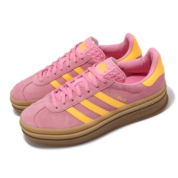 adidas 休閒鞋 Gazelle Bold W 女鞋 粉紅 黃 厚底 麂皮 愛迪達 IF4498