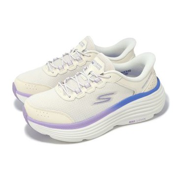 Skechers 慢跑鞋 Max Cushioning Endeavour Slip-Ins 女鞋 米 紫 緩震 支撐 129474WNAT