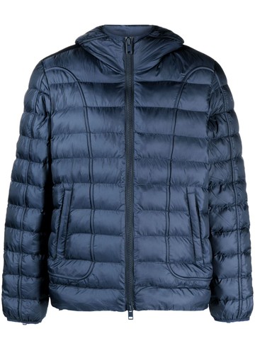 Diesel - zip-up hooded padded jacket - men - Polyester/Polyester - 54 - Blue