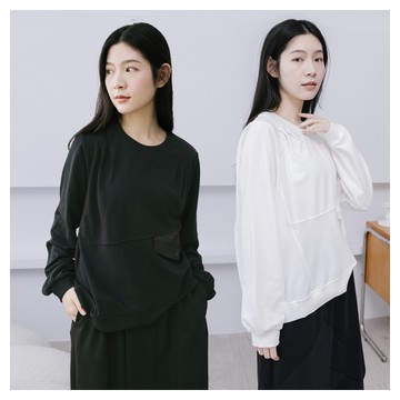 iNio 長袖上衣 拼接風 不規則下襬 棉質 長袖棉T CCW1647