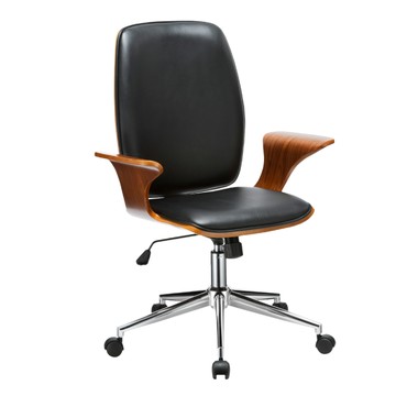 E-home Lennon列儂中高背曲木扶手電腦椅 TFC001A-blk  69 x 60 x 94~102cm  黑色