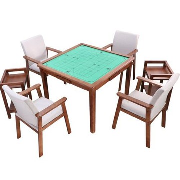 LOGIS邏爵  多功能實木麻將餐桌椅茶几組｜餐桌棋牌兩用｜象棋圍棋桌｜四人娛樂桌 【MTTA+CHX4+TSX2】