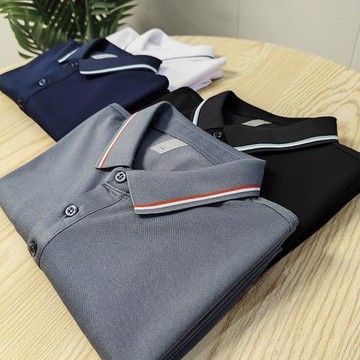 桑蠶絲混紡！外貿牛貨剪標出口余單真品翻領t恤男短袖意式POLO衫