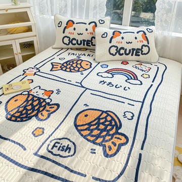 乳膠涼席/冰絲涼席 日式乳膠涼席三件套冰絲宿舍夏季兒童可水洗卡通學生宿舍單人席子【HZ70349】