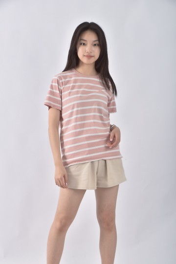 (S) fifty percent棉質純棉條紋粉色短袖上衣