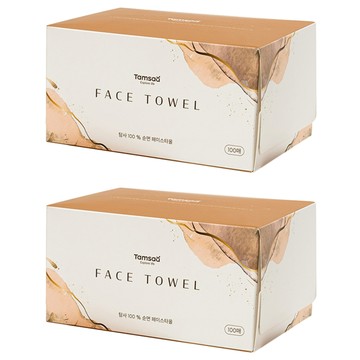 Tamsaa 拋棄式棉質 Set 2盒 100%純棉面巾 100抽  白色