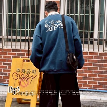 【BT3】爆米花先生 大學T 內刷毛 刷毛長袖 寬鬆大學T 情侶裝 保暖長袖 大學踢 衛衣 長T【FM09】